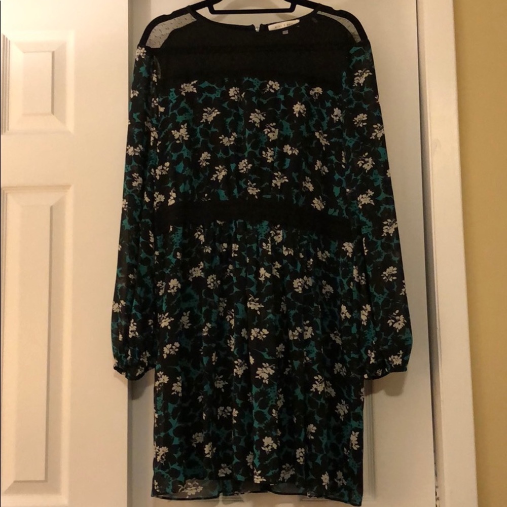 Mika & Gali Green Sheer Floral Dress Large size 14